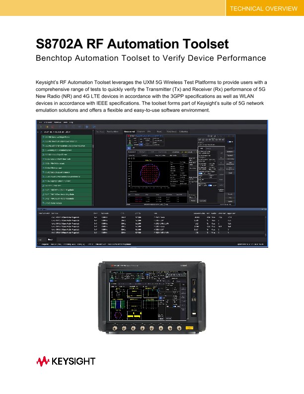 S8702A RF Automation Toolset PDF Asset Page Keysight